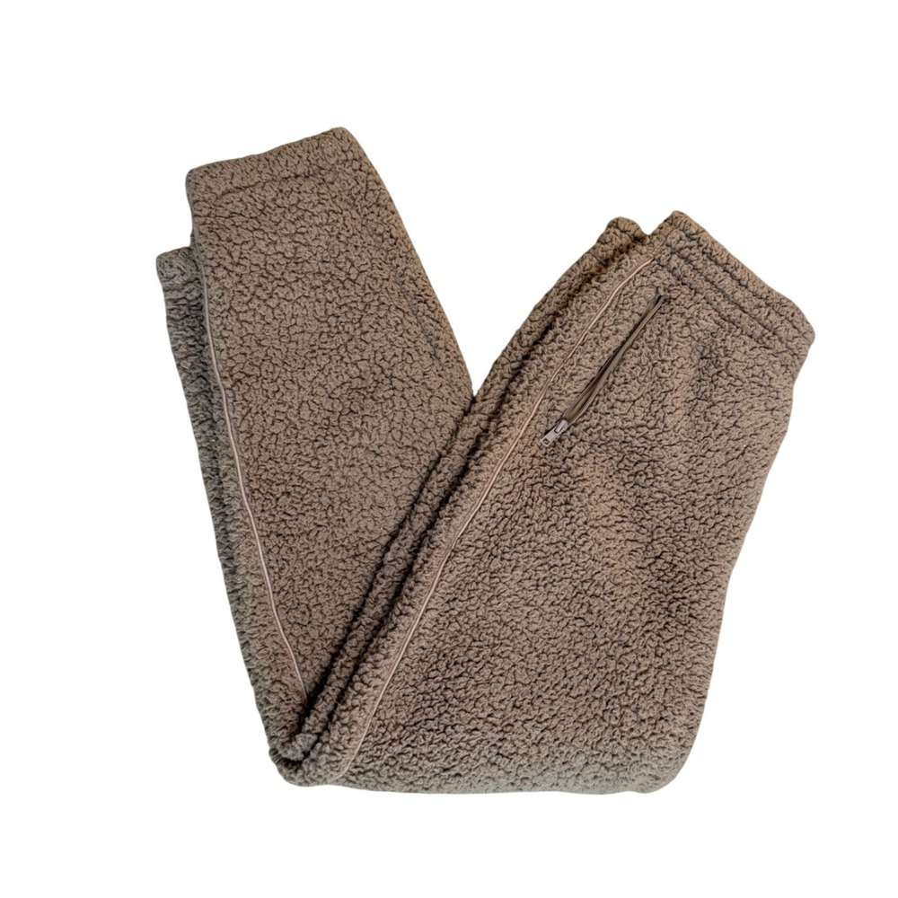 SKIMS Teddy Jogger Taupe Brown High Pile Fleece Zip Pocket Pants Neutral sz M